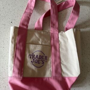 Trader Joe’s springtime Pink & Cream Canvas Tote Bag
